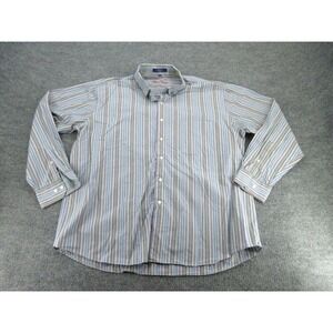 Alan Flusser Mens Button Down Shirt Classic Fit Multi‎ Color Striped XXL